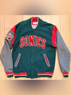 Mitchell & Ness Seattle Super Sonics Varsity Jacket Hardwood Classics Sz M
